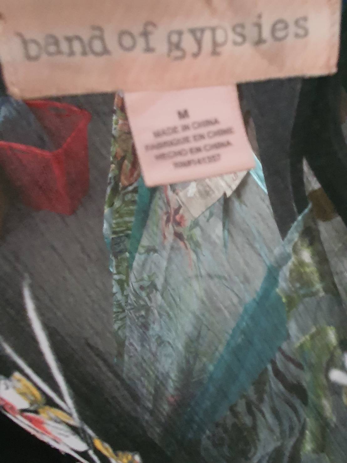 FF06082 เสื้อคลุม ชีฟอง สีดำ มือสอง band gypsies อก free