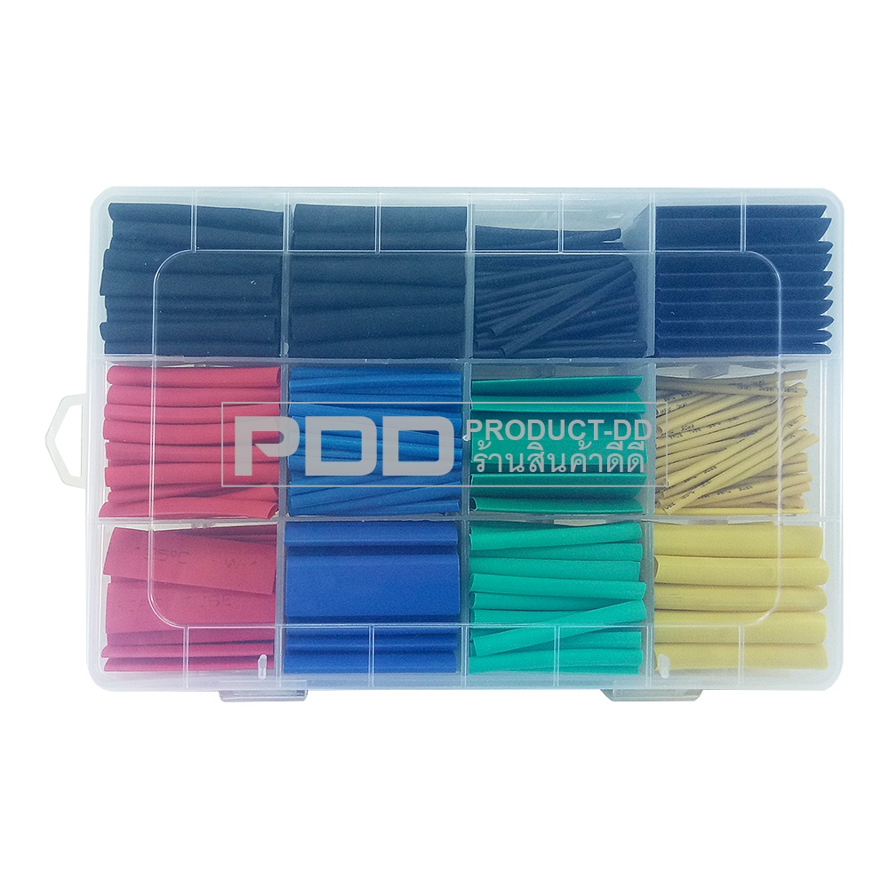 ท่อหดหุ้มสายไฟ 530 ชิ้น 8 ขนาด แบ่งขนาดแบ่งสี บรรจุในกล่องพลาสติคอย่างดี