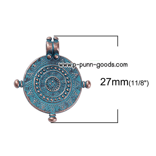 จี้เข็มทิศเดินทะเล PATINA (สีเขียวโบราณ) 27x24 มม.