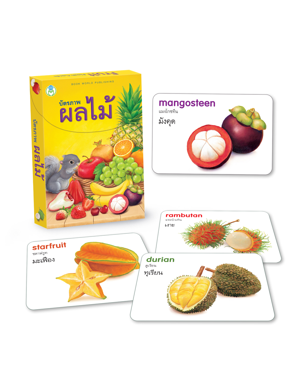 Book World Flash Card บัตรคำ บัตรภาพชุดที่ 13 (ดอกไม้, ผลไม้, ผัก, สัตว์) 1 ชุด มี 4 กล่อง