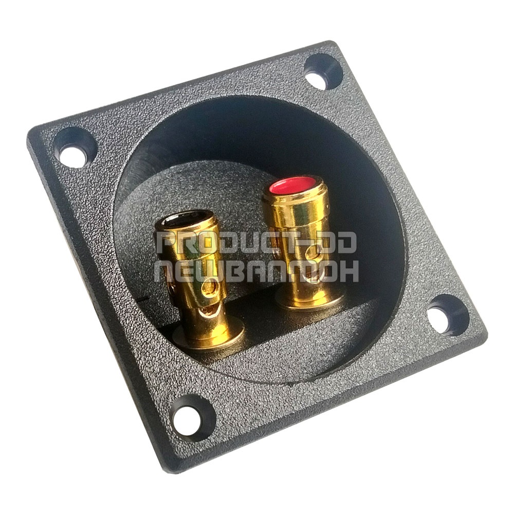 แท็ปลำโพง 2P ทรงเหลี่ยมขนาด 5.7x5.7 ซม. ขั้วสปริงแบบกดสีทอง