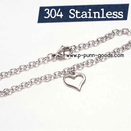 สร้อยข้อมือ Stainless Steel Cross Chain 3มม. จี้หัวใจ