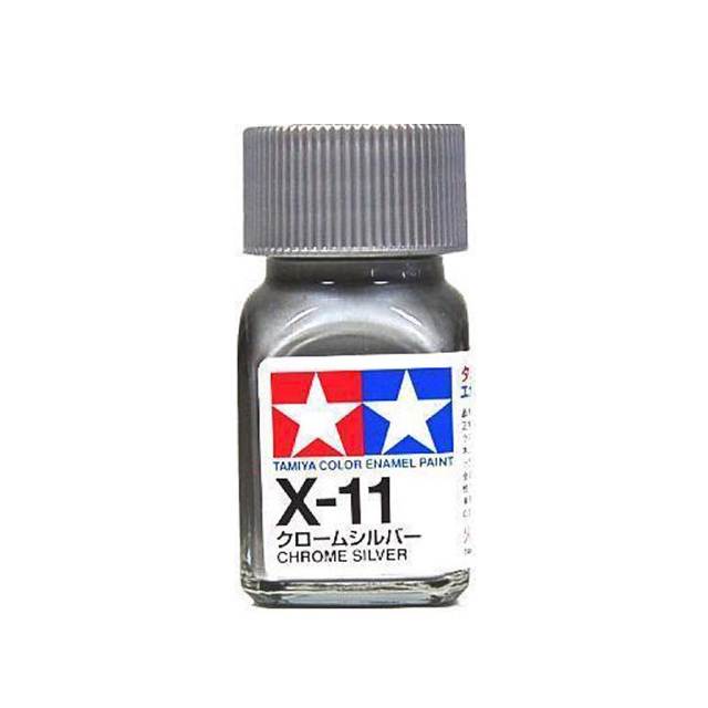 สีทาโมเดล สูตรน้ำมัน สีอีนาเมล สีเพ้นฟิกเกอร์ ทามิย่า Tamiya Enamel X-11 Chrome Silver (10 ml)