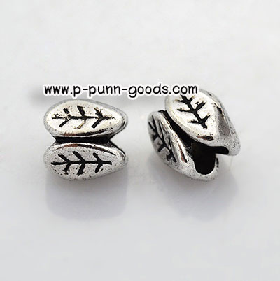 ลูกปัดคั่น ใบไม้ 7x5.5 มม. สีเงินโบราณ