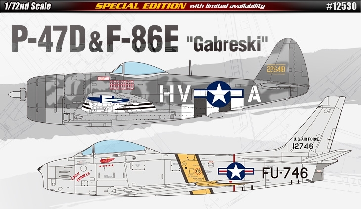 โมเดลเครื่องบินจำลอง Academy ขนาด 1/72 AC12530 P-47D & F-86E "Gabreski"