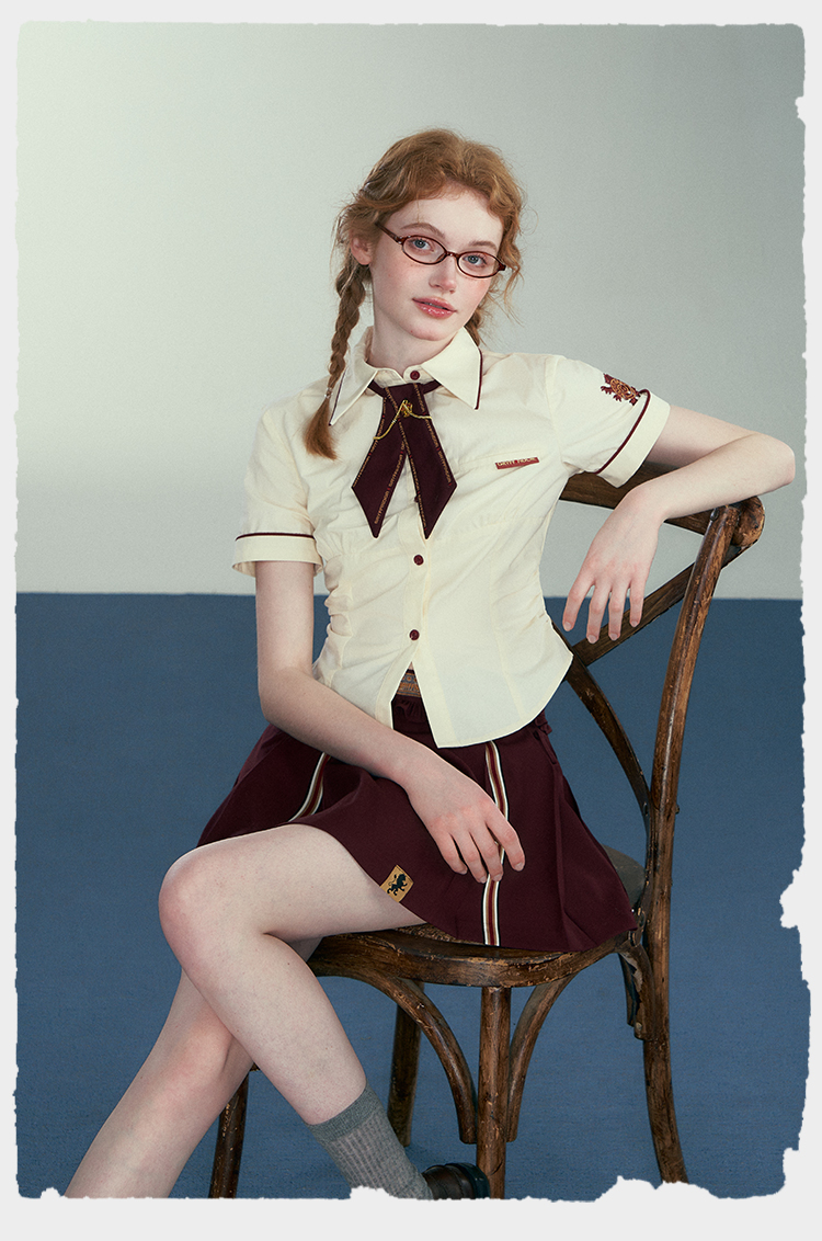 [Pre-Order] Kyouko x Harry Potter เสื้อเชิ้ต ลายเรียบ กระโปรง S/2024