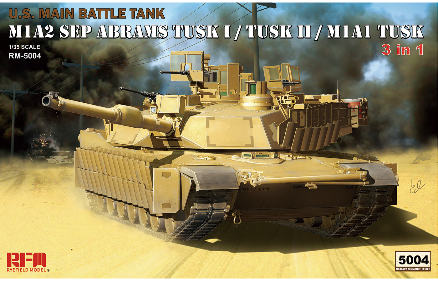 โมเดลรถถัง Ryefield Model (RFM) 1/35 RM-5004 M1A1/M1A2 Tusk w/workable track links