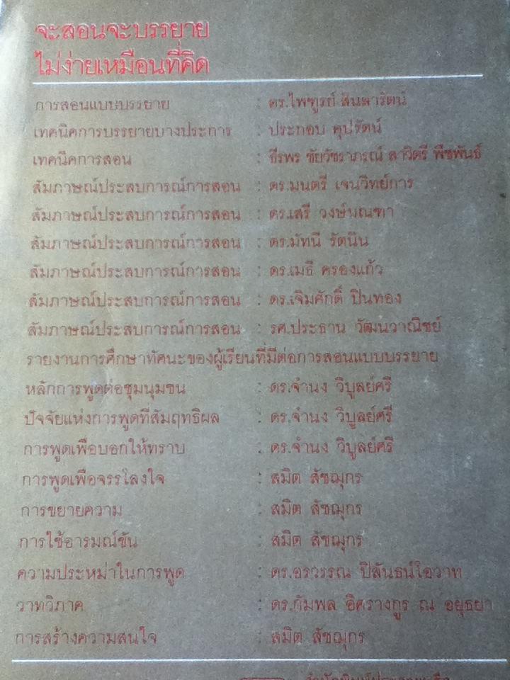 จะสอนจะบรรยายไม่ง่ายเหมือนที่คิด/ ประธาน วัฒนวาณิชย์: บรรณาธิการ