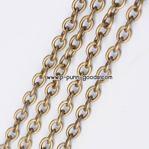 โซ่สร้อย Cable Chain 3x4 มม สีทองเหลืองโบราณ (1 เมตร)