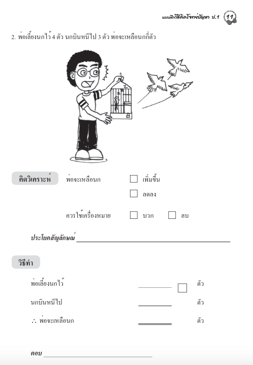 แบบฝึกวิธีคิดโจทย์ปัญหาป.1+เฉลย สำนักพิมพ์โฟกัส
