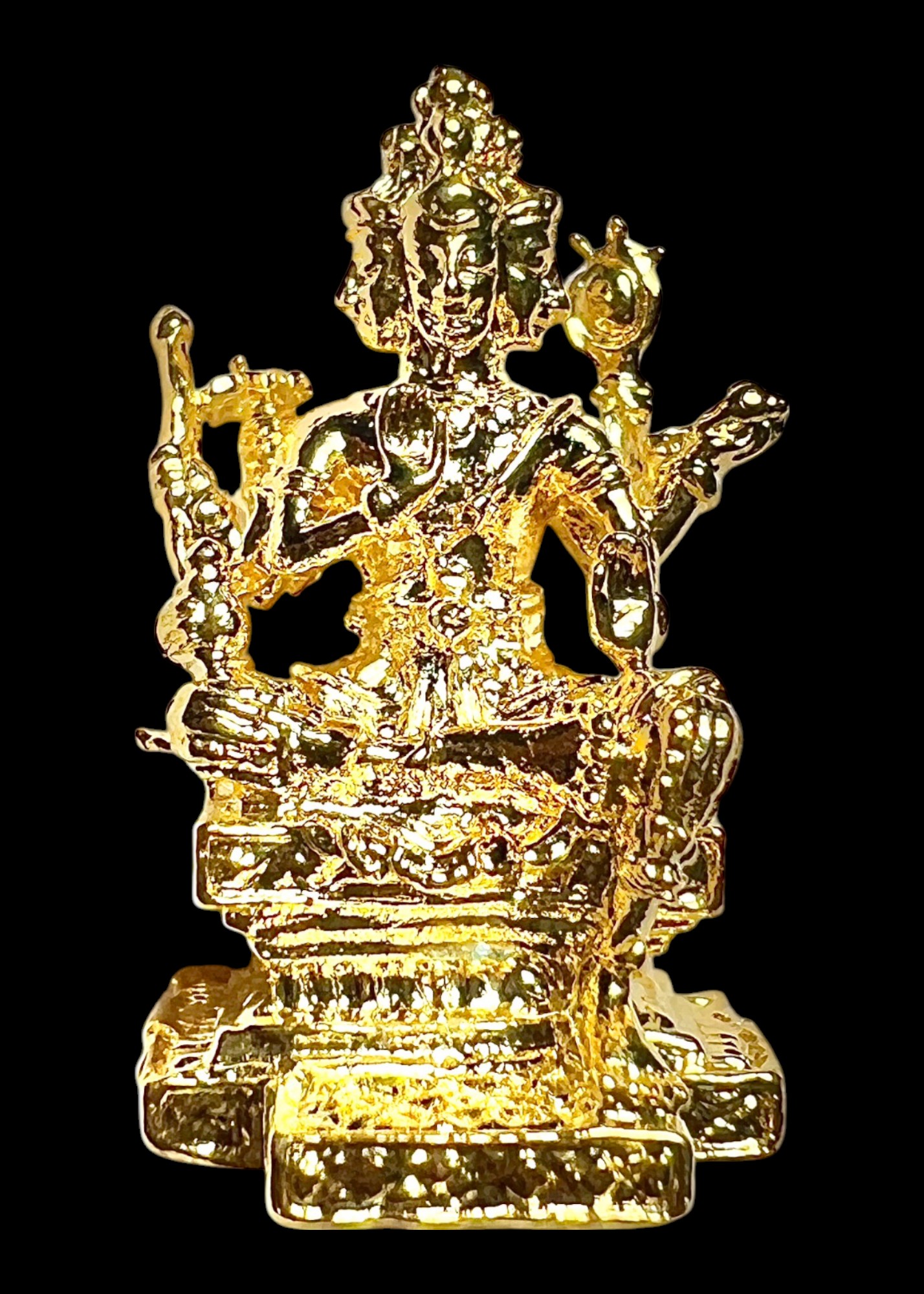 พระพรหม ลอยองค์ (พิมพ์ใหญ่, ชุบทองขัดเงา) Brahma statue. (big size, polished gold plated) SKU-01839