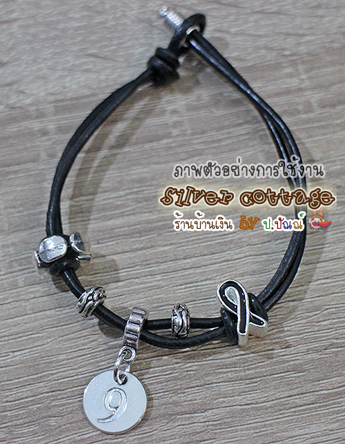 ลูกปัดริบบิน 11x6มม. ตกแต่งสีดำ