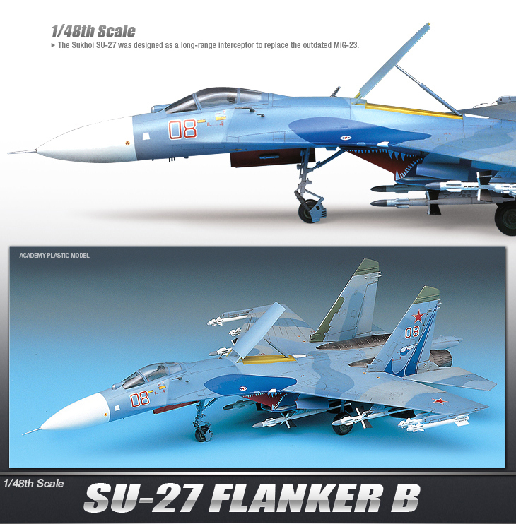 โมเดลเครื่องบินจำลอง Academy ขนาด 1/48 AC12270 SU-27 FLANKER B