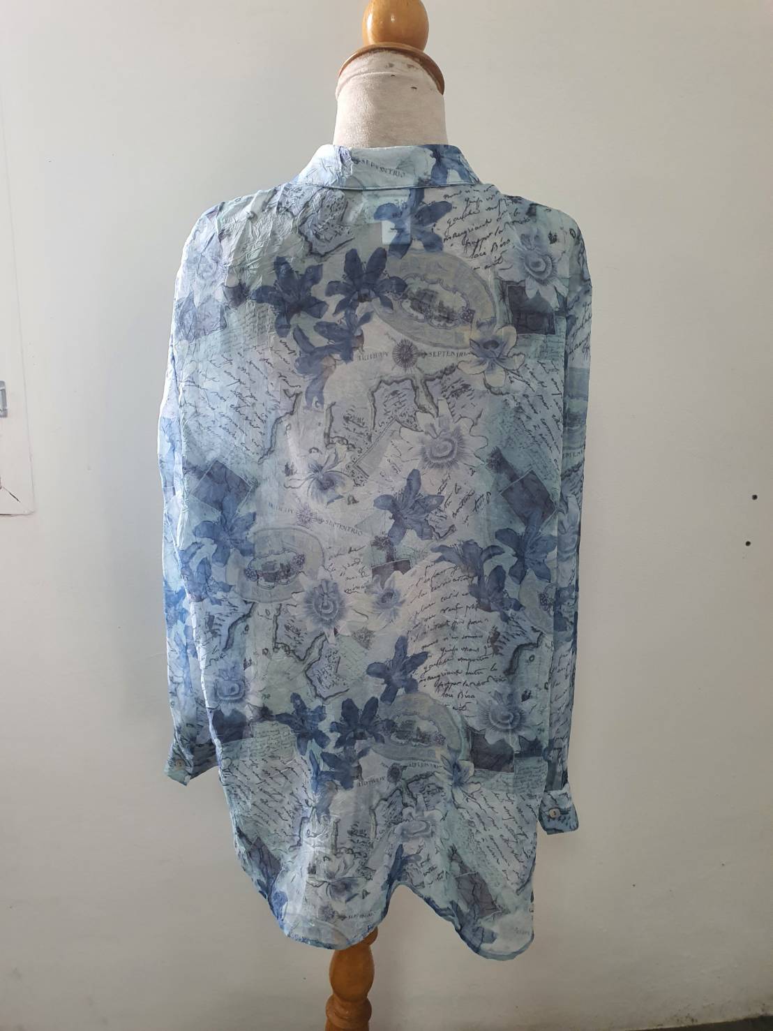 FF06572 เสื้อผ้ามือสอง ชีฟอง สีฟ้า Coldwater Creek อก 48 นิ้ว