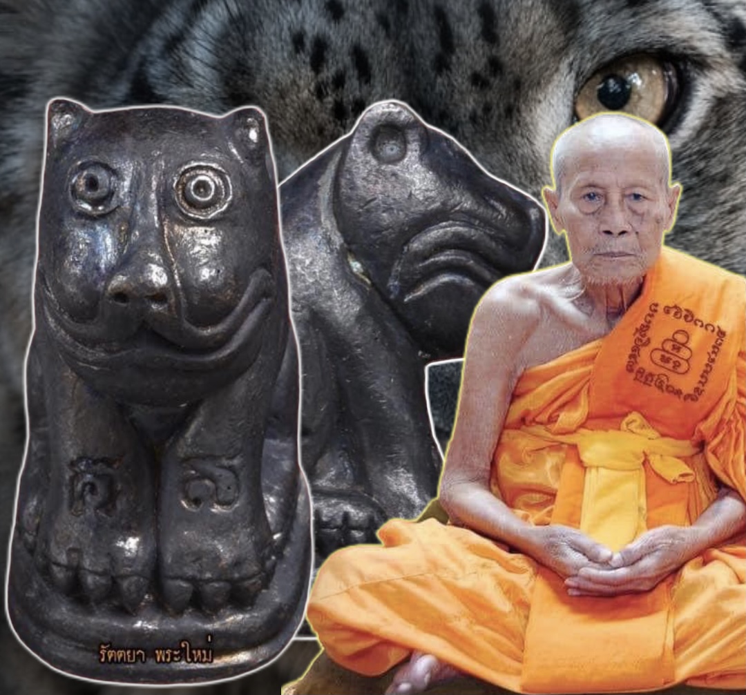 พญาเสือเสาร์๕ หลวงปู่โสฬส วัดโคกอู่ทอง จ.ปราจีนบุรี รุ่นเจริญพร เนื้อทองแดงรมดำ