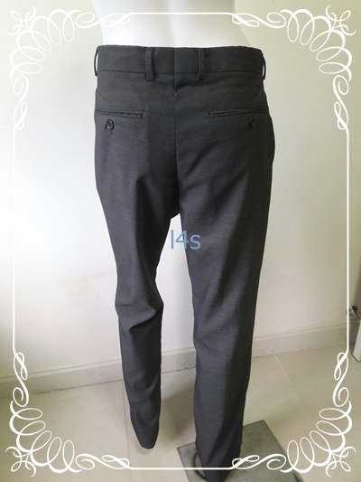 FF01440 กางเกงผ้า สีเทา แบรนด์เนม มือสอง XACT เอว 32 นิ้ว