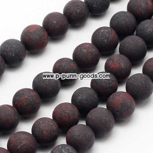 แจสเปอร์ - Natural Brecciated Jasper 8 มม. ไม่เคลือบเงา