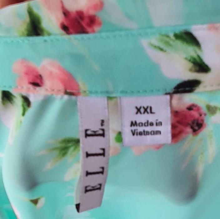 FF03062 เสื้อแฟชั่น ชีฟอง สีเขียวอ่อน มือสอง แบรนด์ ELLE อก free-46 นิ้ว