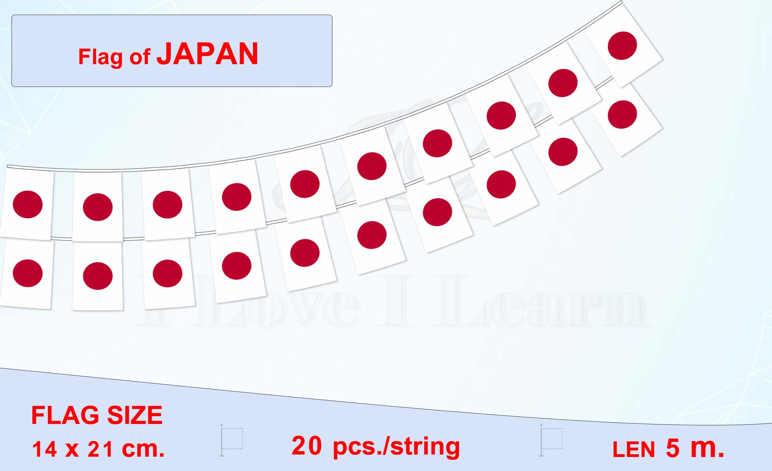 ธงชาติญี่ปุ่น (ธงราวญี่ปุ่น) 日本の旗 Japan Flag String Hanging Flag Small Flag Decoration Small Flagุ ธงชาติประเทศญี่ปุ่น สำหรับประดับตกแต่งในงาน ตกแต่งสถานที่ ราคาถูก