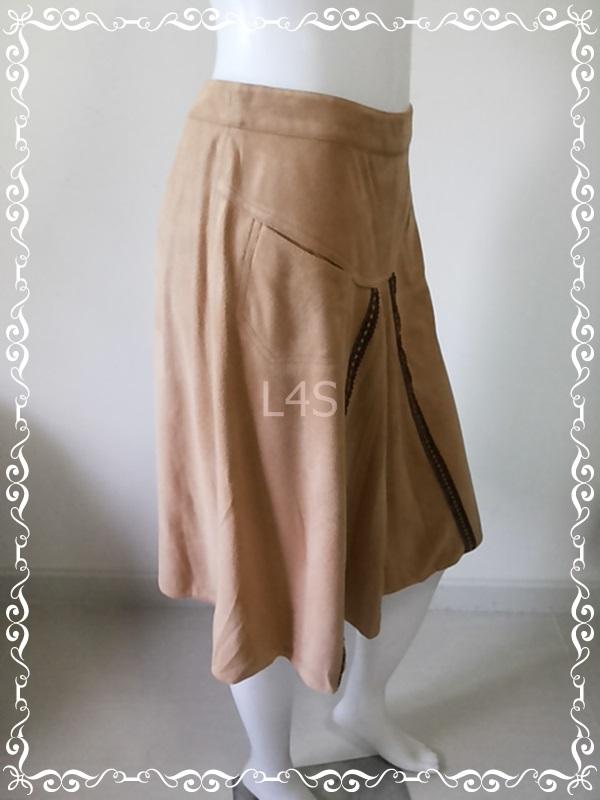 FF01307 -กระโปรง สีน้ำตาล แบรนด์เนม JASPAL เอว 27 นิ้ว
