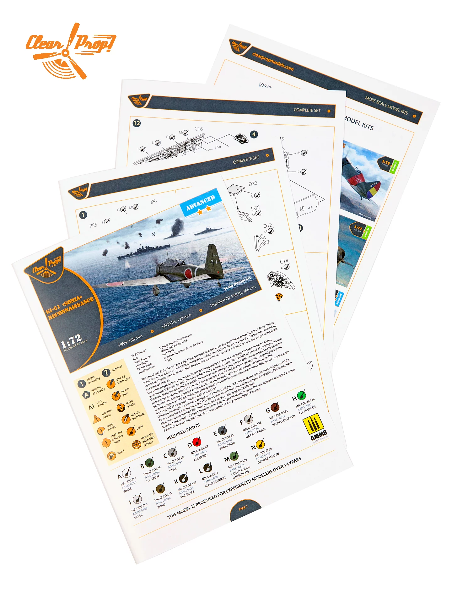 โมเดลเครื่องบิน Clear Prop Models 1/72 CP72012 Ki-51 Sonia Reconnaissance