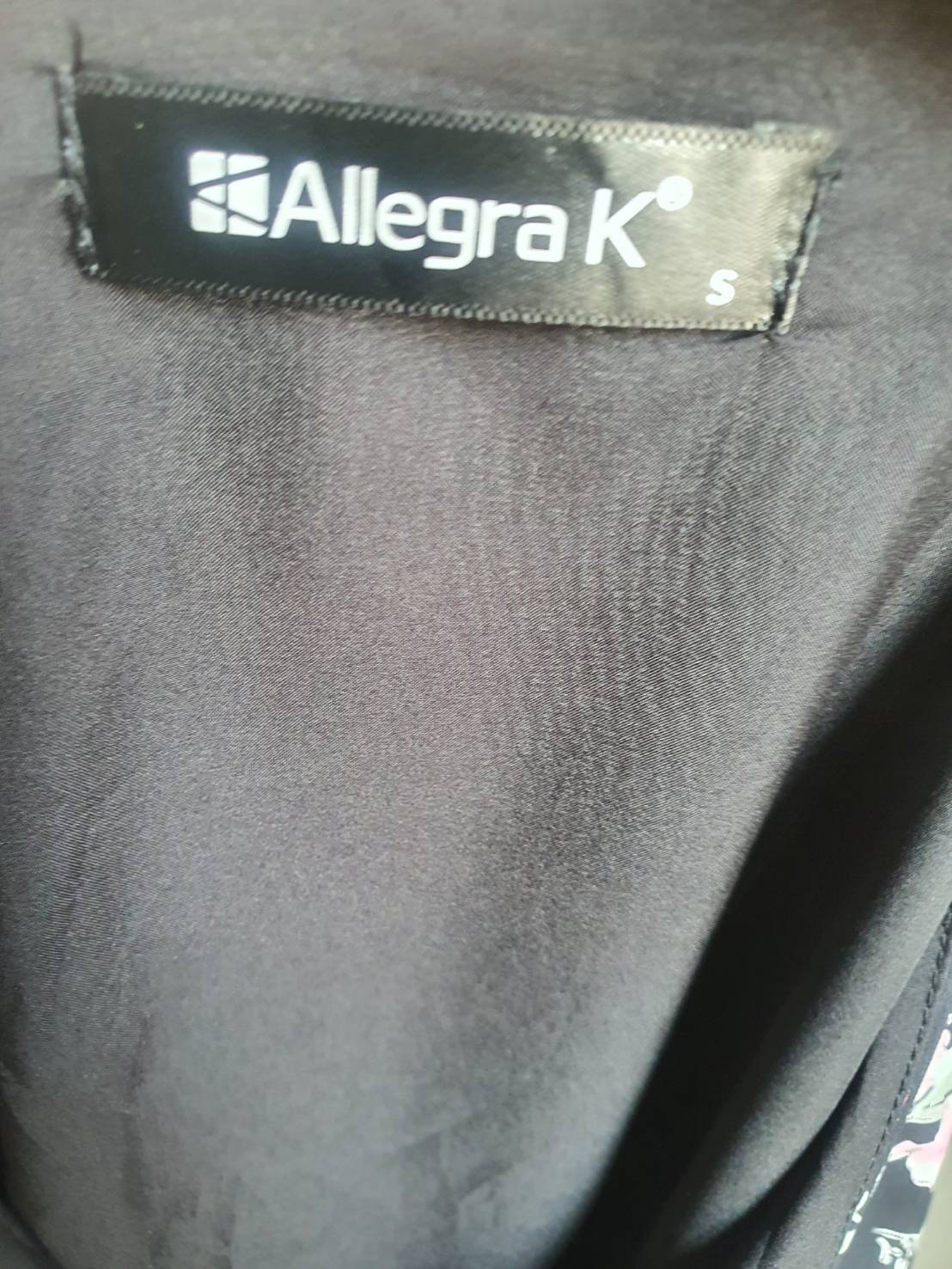 FF05318 เสื้อมือสอง สีดำลายดอกไม้ แบรนด์ Allegra k อก 36 นิ้ว