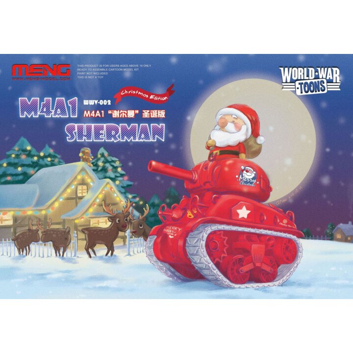 โมเดลรถถังการ์ตูน Meng Model World War Toons Cute Tank WWV-002 M4A1 Sherman Christmas Edition