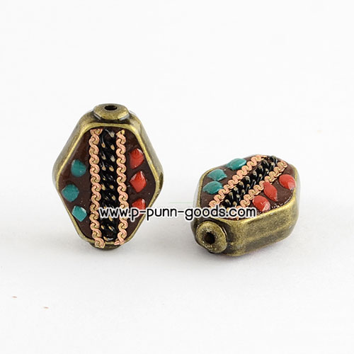 ลูกปัดอินโดนีเซีย (20X15 มม.) Handmade Indonesia Beads