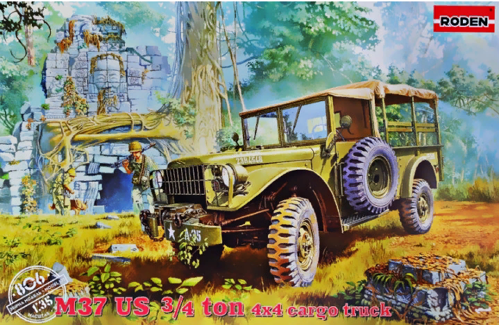 โมเดลรถบรรทุก Roden ขนาด 1/35 RO806 M37 US 3/4 Ton 4x4 Cargo Us Truck