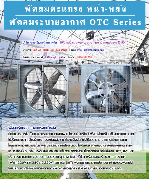 พัดลมแบบตะแกรงหน้าหลัง เหมาะสำหรับติดตั้งที่ผนัง มีตะแกรงหลังเพื่อความปลอดภัย พัดลมตะแกรง หน้า-หลัง ระบายอากาศ OTC-series