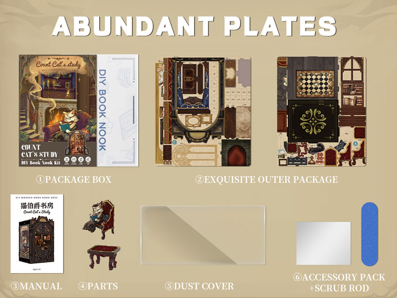 Miniature Dollhouse Count Cats Study Wooden Handmade Kit(Provisional Pre-order)