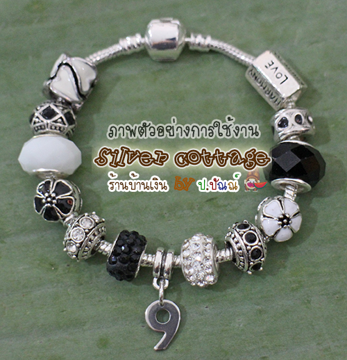ลูกปัดแก้ว 14x9 มม. White (Faceted Glass European Beads)