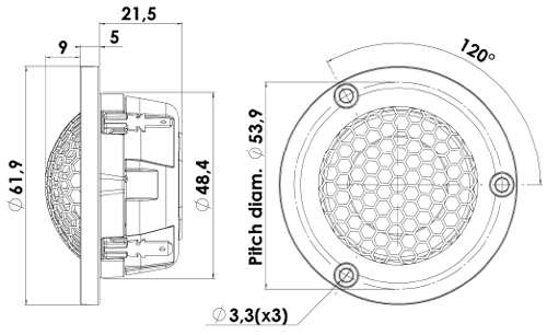 ScanSpeak Illuminator R3004/6020-00 1" Tweeter Small Ring Radiator
