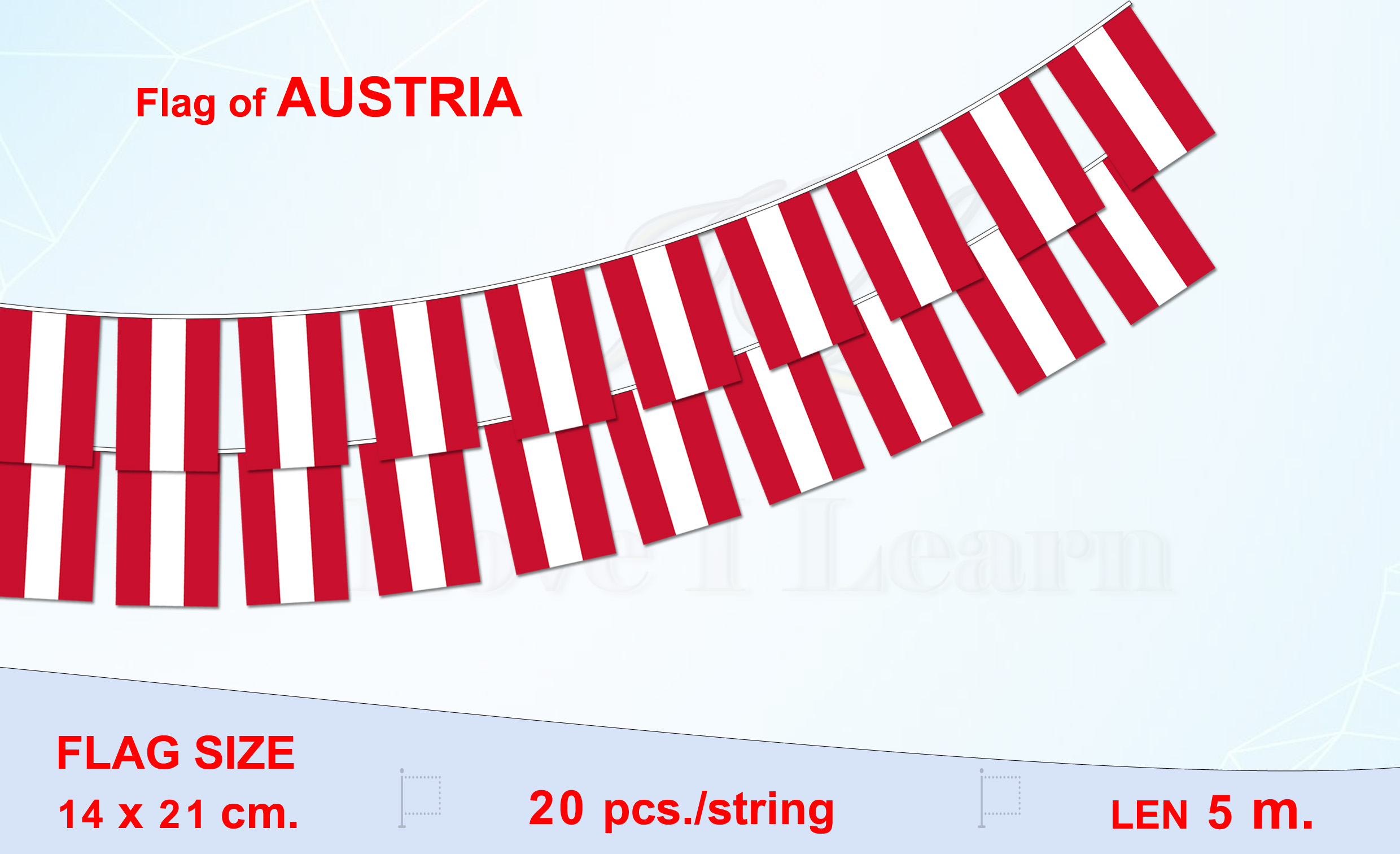 ธงชาติออสเตรีย (ธงราวออสเตรีย) Austrian Flag Small Flag Decoration, Flag of Austria ธงชาติประเทศสหรัฐอเมริกา สำหรับประดับตกแต่งในงาน ตกแต่งสถานที่ ราคาถูก