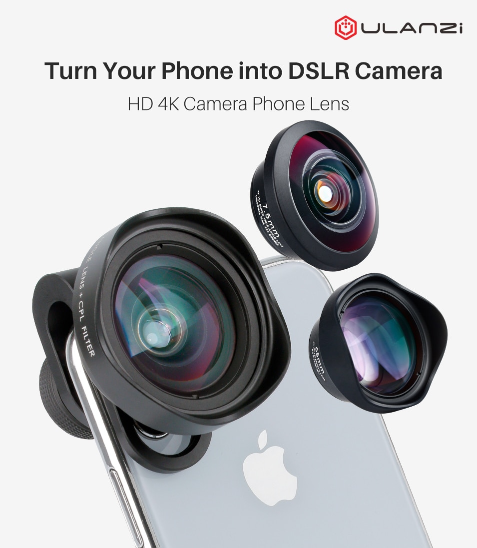 เลนส์ มือถือ ULANZI 65mm Telephoto Lens for iPhone, Smartphone HK 4D Super Wide-Angle Fishyeye Mobile Camera Lens