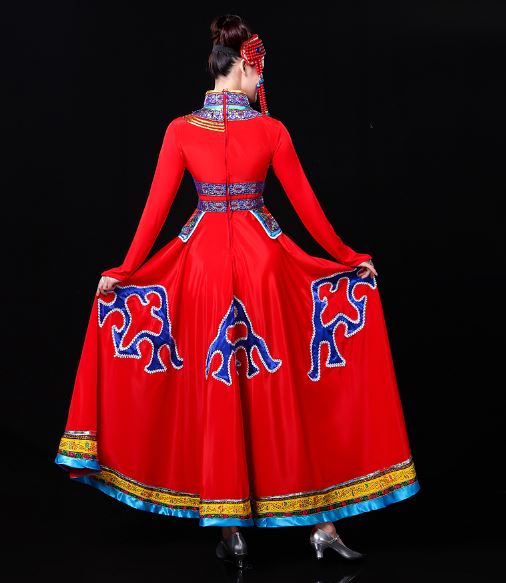 ชุดฟ้อนรำสตรีเผ่ามองโกล 蒙古族演出服衣裙舞台服成人女 Mongolian Women Dance Costume