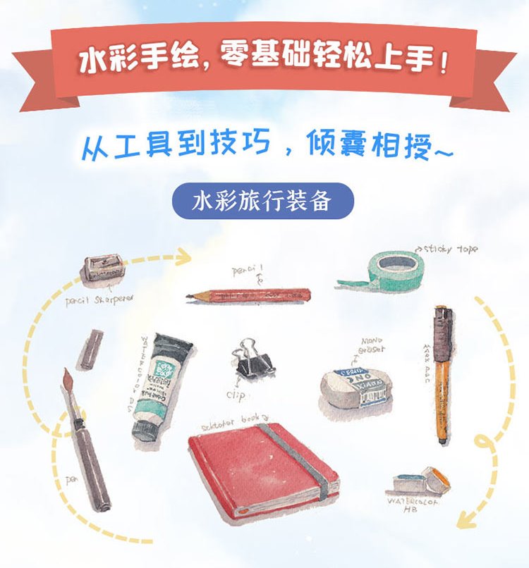 (ลดราคา-มีรอยจากการขนส่ง) หนังสือ Watercolor journal course