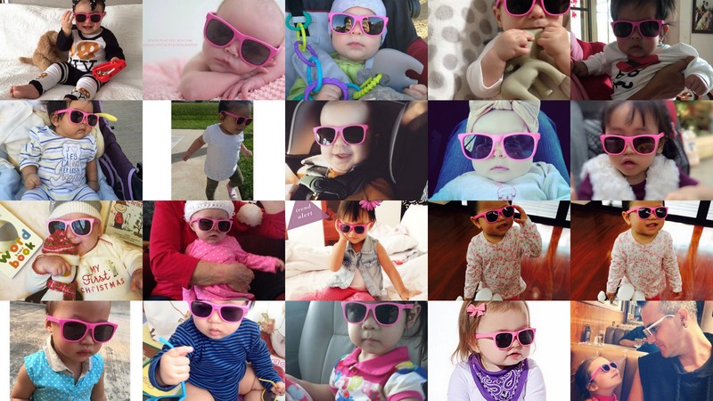 Hipsterkid Pink Sunglasses Age 0-2 แว่นกันแดดเด็กสีชมพู (Logo-H)