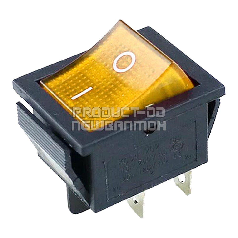 KCD4 สวิตช์กระดก ON-OFF (l-O) 4 ขา สีส้มมีไฟ 16A 250V AC และฝาครอบกันน้ำ