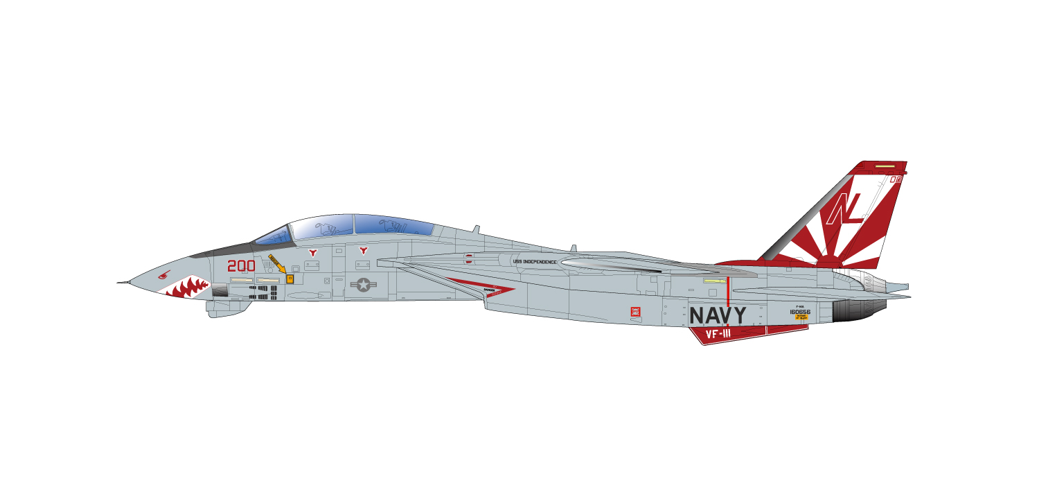 โมเดลเครื่องบิน Platz Hobby 1/48 TPA-16 US Navy F-14A Tomcat VF-111 Sundowners