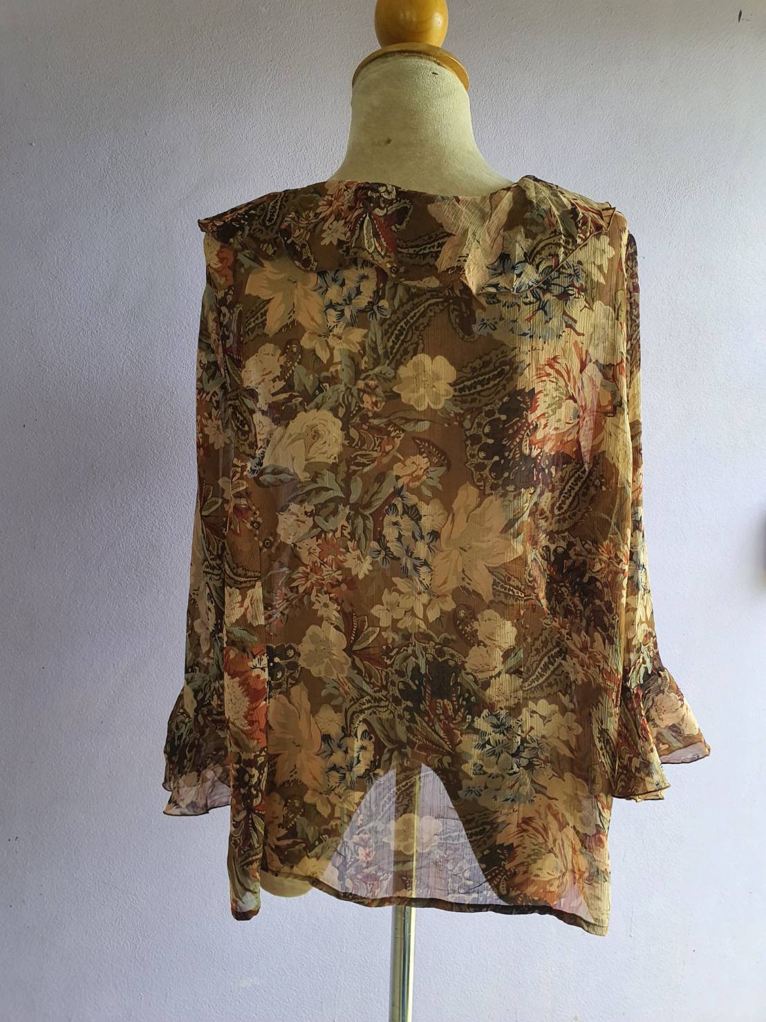 FF03812 เสื้อผ้ามือสอง ชีฟอง สีน้ำตาล แบรนด์ NYGARD อก FREE -46 นิ้ว