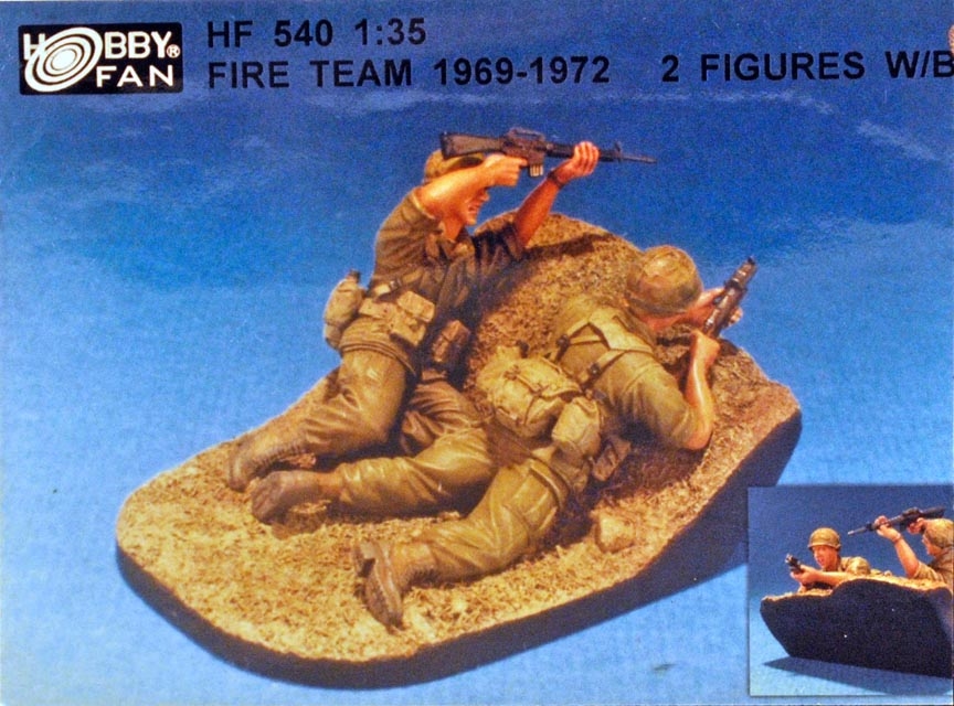 โมเดลฟิกเกอร์ทหารพร้อมฐาน AFV ขนาด 1/35 HF540 FIRE TEAM 1969-1972 2 FIGURES W/B