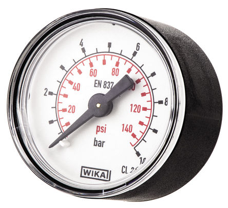 Pressure Gauge : WIKA : Port R 1/8 ขนาด 40( หรือ 50 mm. ) X 0-10 Bar เกลียวออกหลัง (Back Entry )