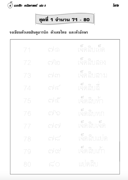 คณิตศาสตร์ เล่ม 8 (อนุบาล3) สำนักพิมพ์โฟกัส
