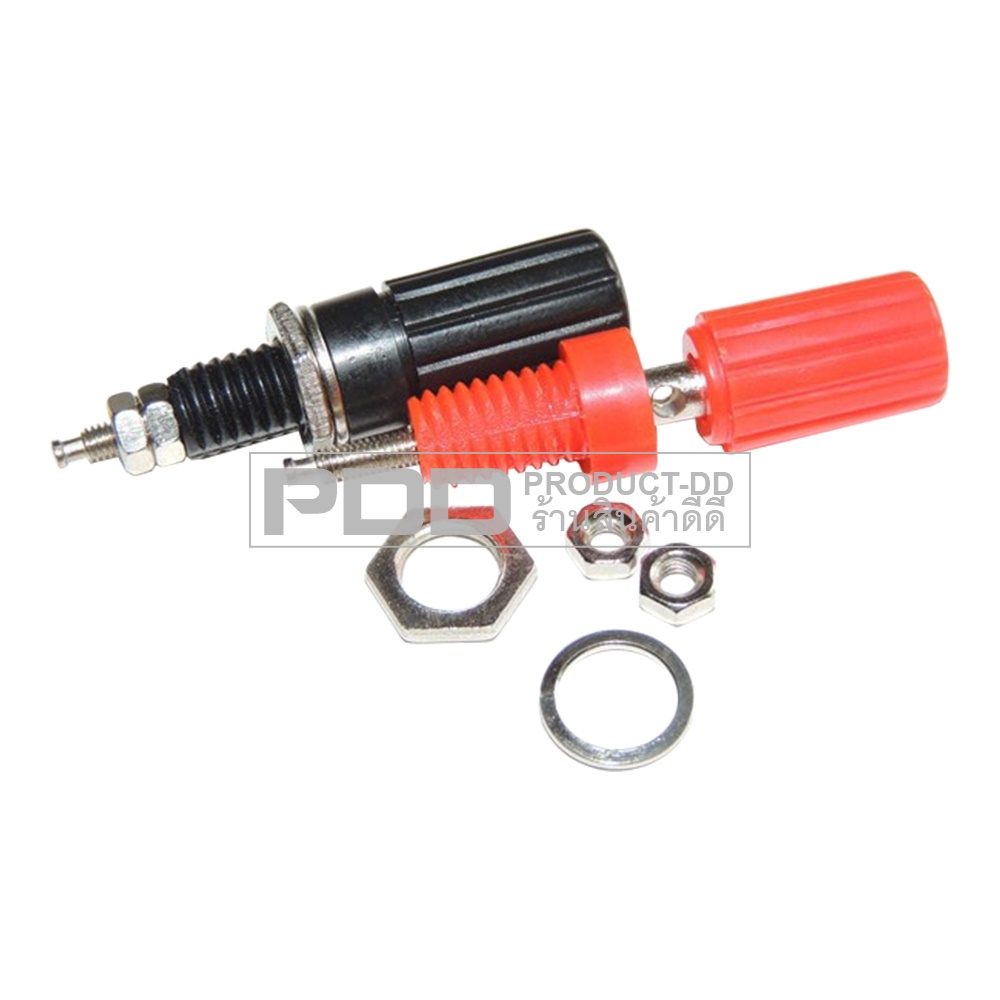 (แพค 1 คู่) บานาน่าแจ๊ค 4 mm ตัวเมีย แบบเดี่ยวขนาด 1.1x4.3 cm สีดำ-แดง สำหรับยึดแท่น