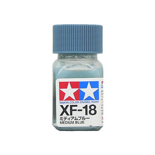 สีทาโมเดล สูตรน้ำมัน สีอีนาเมล สีเพ้นฟิกเกอร์ ทามิย่า Tamiya Enamel XF-18 Medium Blue (10 ml)