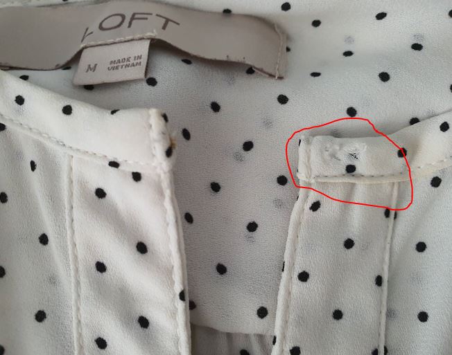 FF05272 เสื้อผ้ามือสอง ชีฟอง สีขาวลายจุดดำ แบรนด์ LOFT อก free-42 นิ้ว