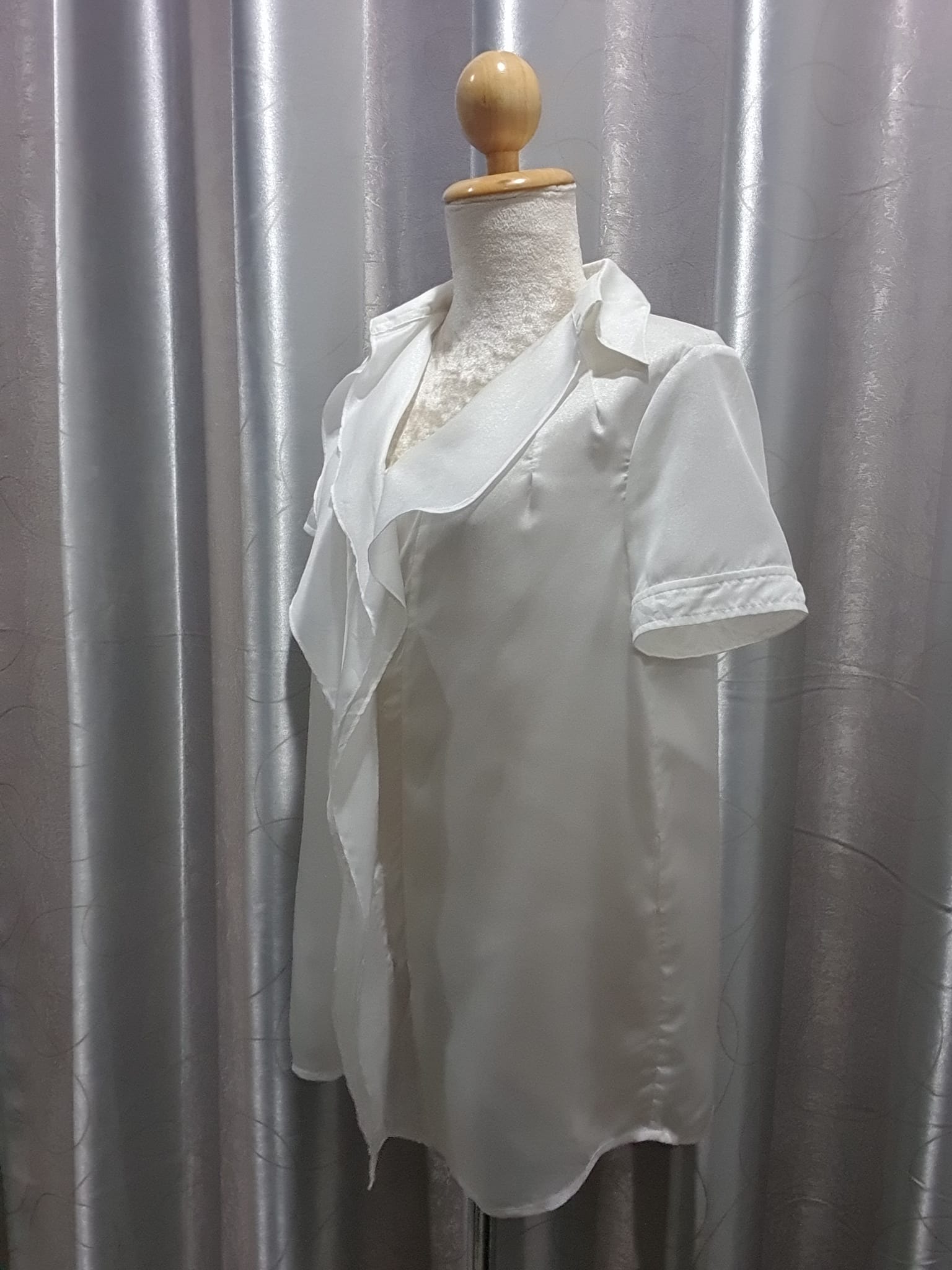 FF06003 เสื้อแฟชั่น ชีฟอง สีขาว มือสอง นำเข้า JINYTTAT อก 38 นิ้ว