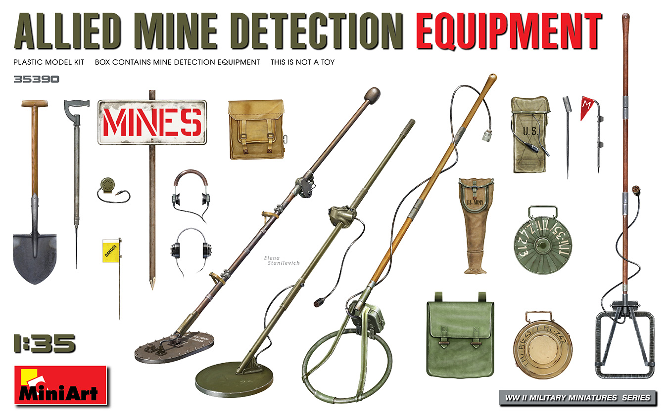 โมเดลอุปกรณ์ตรวจกับระเบิด MiniArt ขนาด 1/35 MI35390 ALLIED MINE DETECTION EQUIPMENT