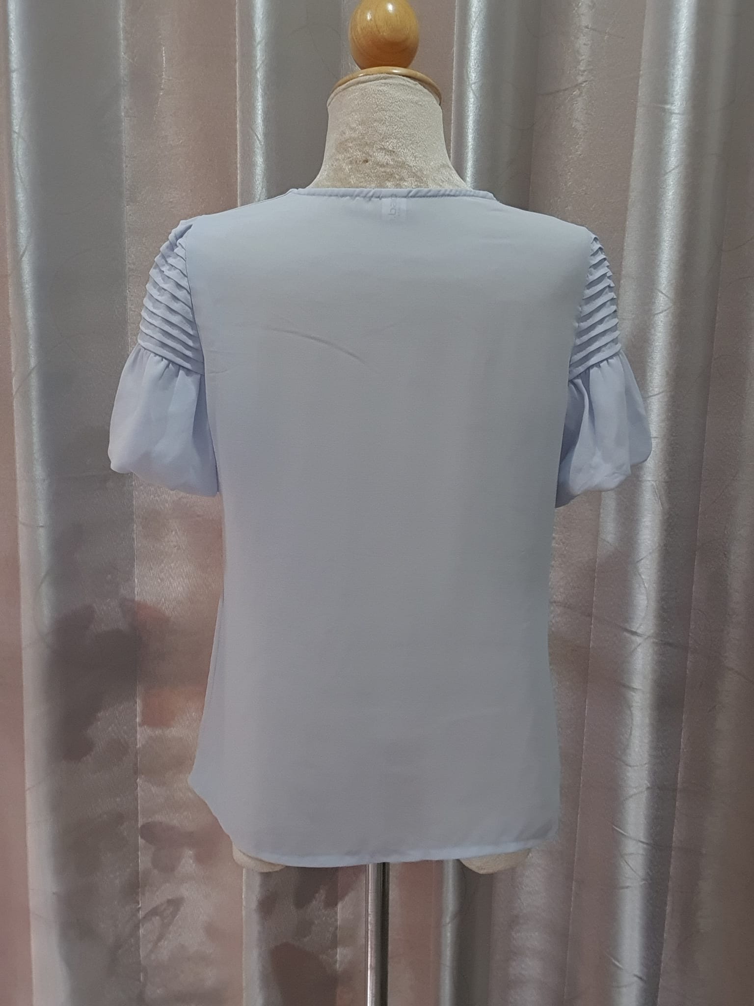 FF01728 เสื้อแฟชั่น ชีฟอง สีฟ้า นำเข้า มือสอง อก 37 นิ้ว